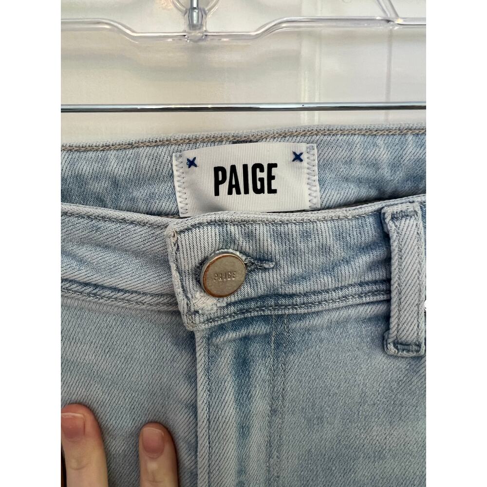 Paige Cindy Crop Straight Leg Jeans Light Wash High Rise Denim Women's 30 FLAW - Picture 4 of 16
